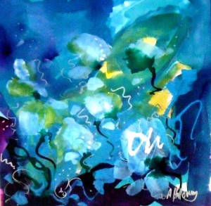 Abstract Blue Floral by Anya Holloway