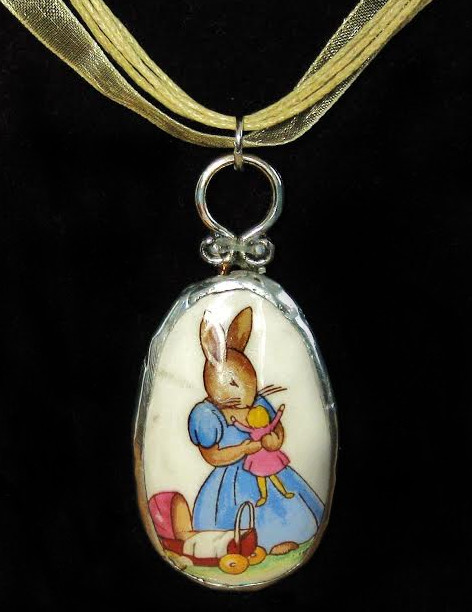 Upcycled Bunnykins necklace by Diane Redden