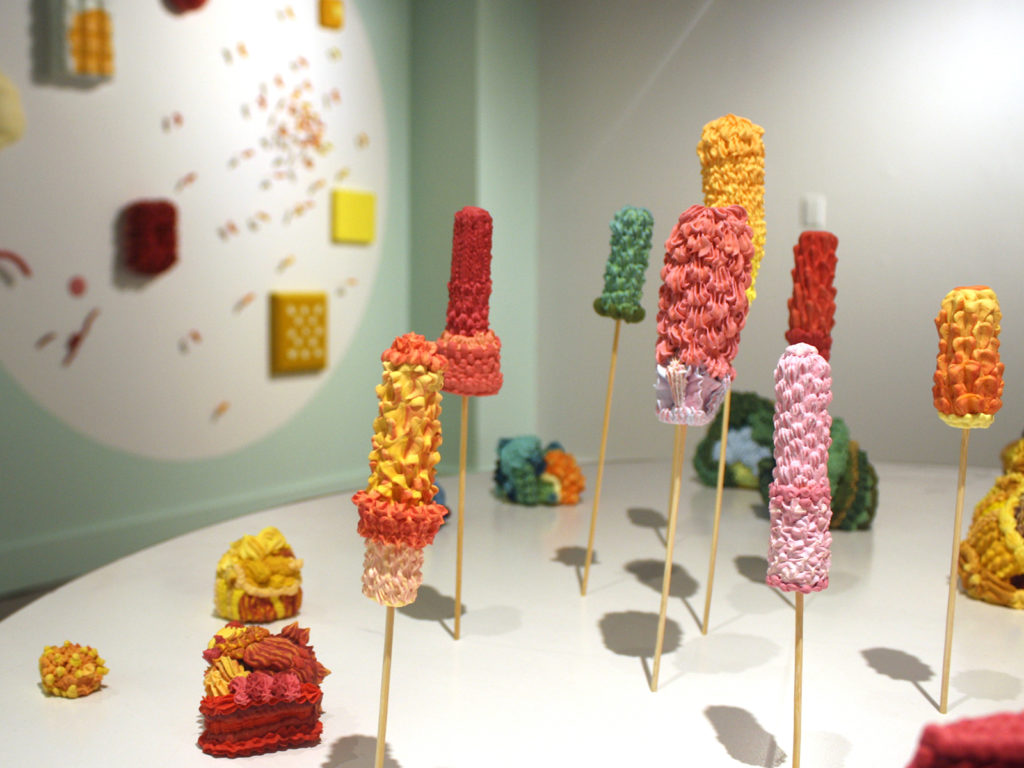 installation art showing colorful cake