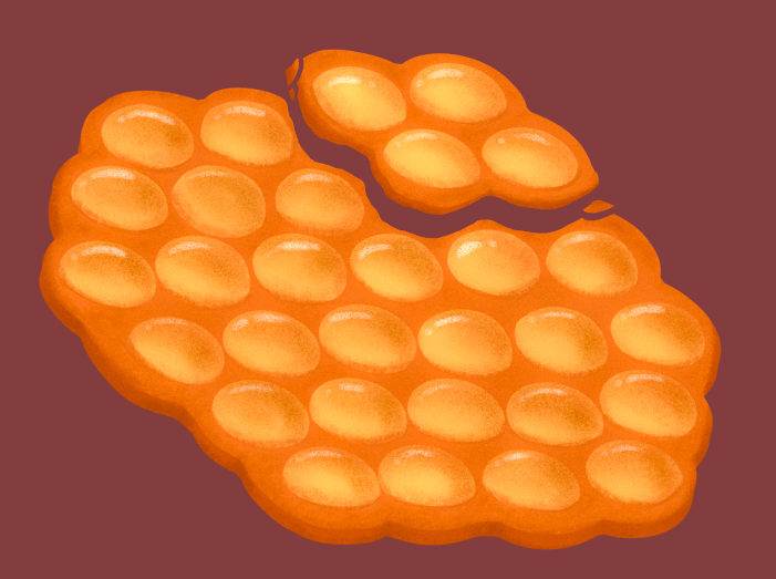 digital illustration of a bubble waffle