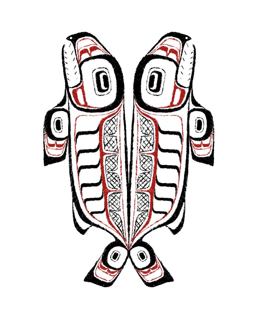 Indigenous art showing mirror images of a fish